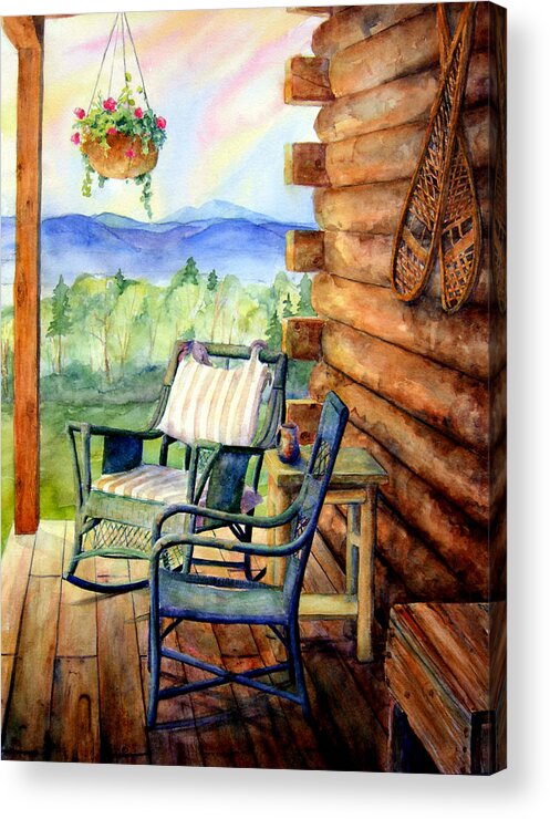 Rocking Chair Acrylic Print featuring the painting In Good Company by Mary Giacomini