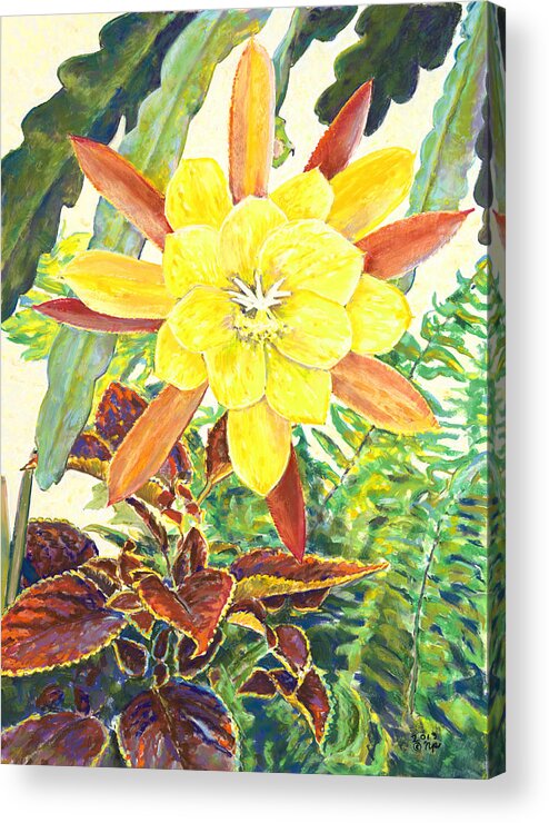 Birdseye Art Studio Acrylic Print featuring the painting In the Conservatory - 3rd Center - Yellow by Nick Payne