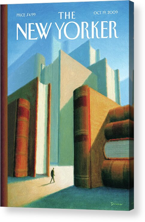 In The World Of Books Acrylic Print featuring the painting In The World Of Books by Eric Drooker