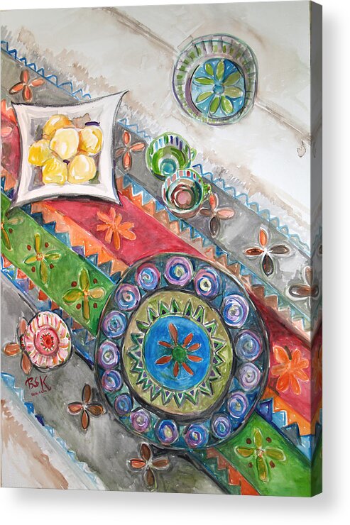 Still Life Acrylic Print featuring the painting Invitation 2 by Becky Kim