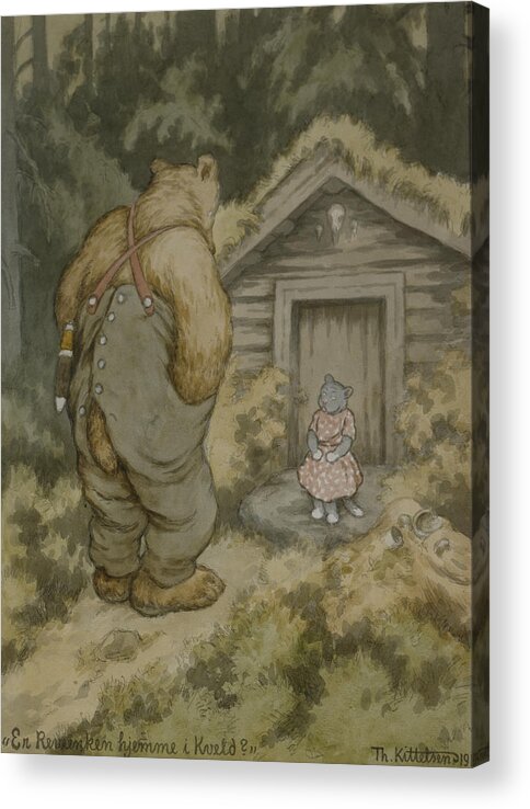 Theodor Kittelsen Acrylic Print featuring the painting Is the fox widow home by Theodor Kittelsen