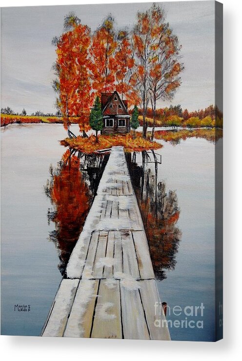 Cabin Acrylic Print featuring the painting Island Cabin by Marilyn McNish