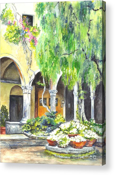 Watercolor Acrylic Print featuring the painting The Italian Villa by Carol Wisniewski