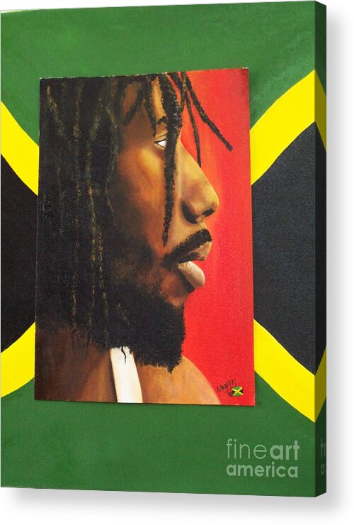 Buju Banton Acrylic Print featuring the painting Jamaica Buju by Kenneth Harris