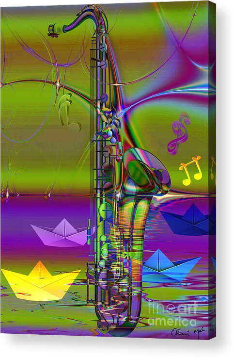 Abstract Acrylic Print featuring the digital art Jazz Chill by Eleni Synodinou