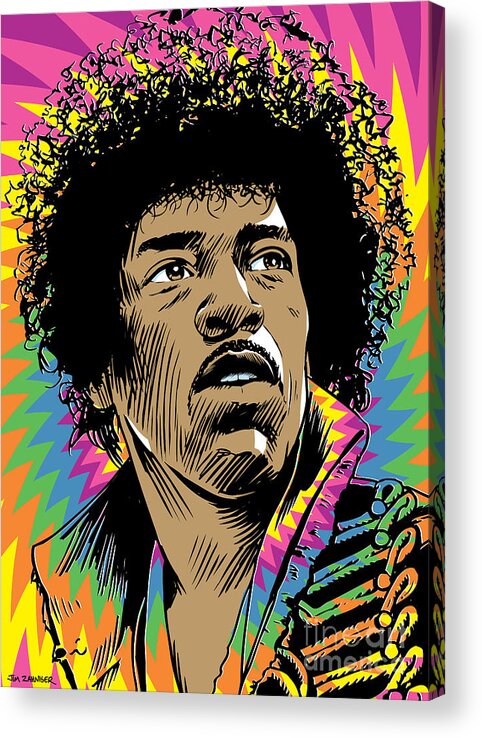 Art Acrylic Print featuring the digital art Jimi Hendrix Pop Art by Jim Zahniser
