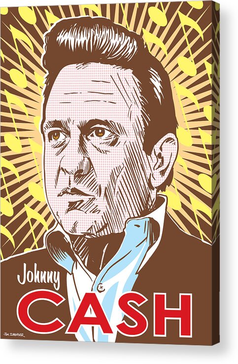 Outlaw Acrylic Print featuring the digital art Johnny Cash Pop Art by Jim Zahniser