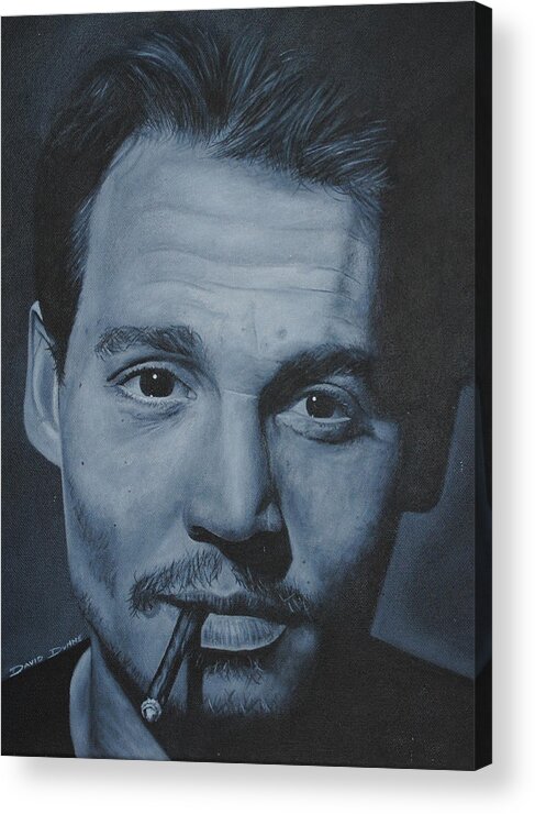 Johnny Depp Acrylic Print featuring the painting Johnny Depp by David Dunne