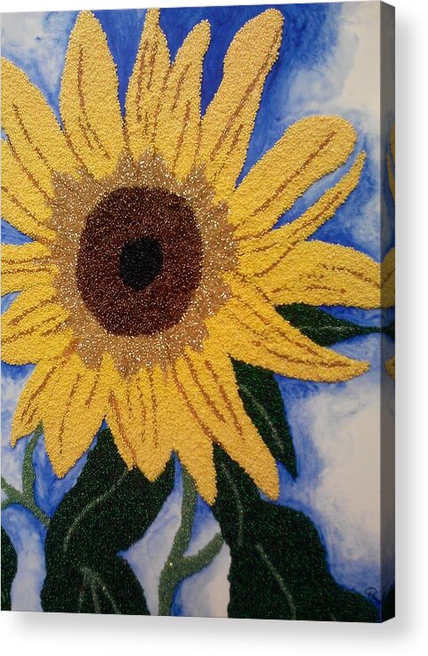 Czech Glass Beads Acrylic Print featuring the painting Joshua's Sunflower by Pamela Henry