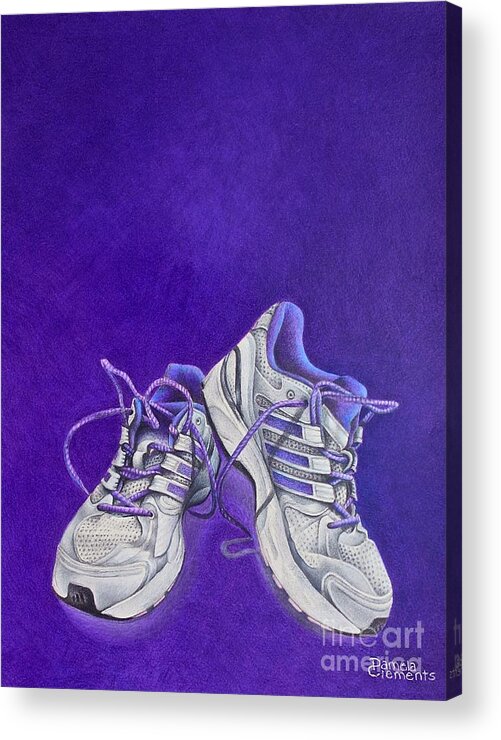 Running Acrylic Print featuring the painting Karen's Shoes by Pamela Clements