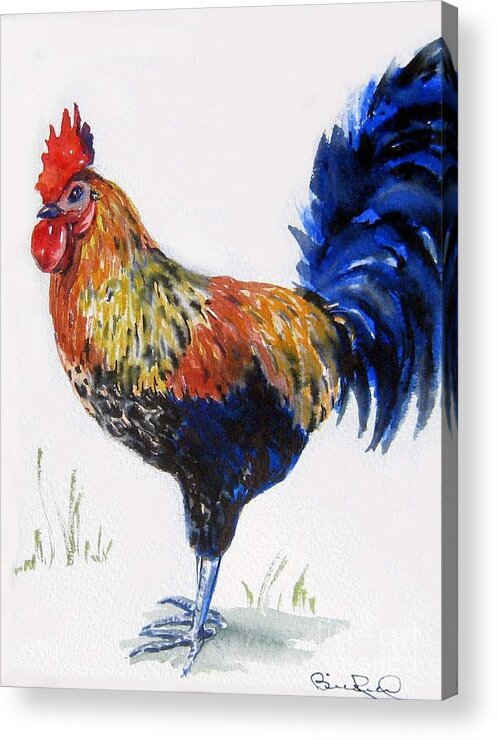 Barnyard Acrylic Print featuring the painting King of the Barnyard by William Reed