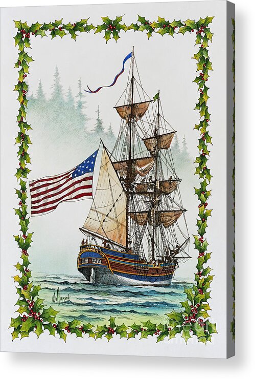 Tall Ship Print Acrylic Print featuring the painting Lady Washington and Holly by James Williamson