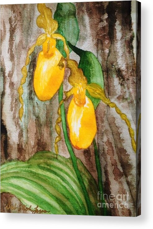 Lady Slippers Acrylic Print featuring the painting Ladyslippers by Deb Stroh-Larson