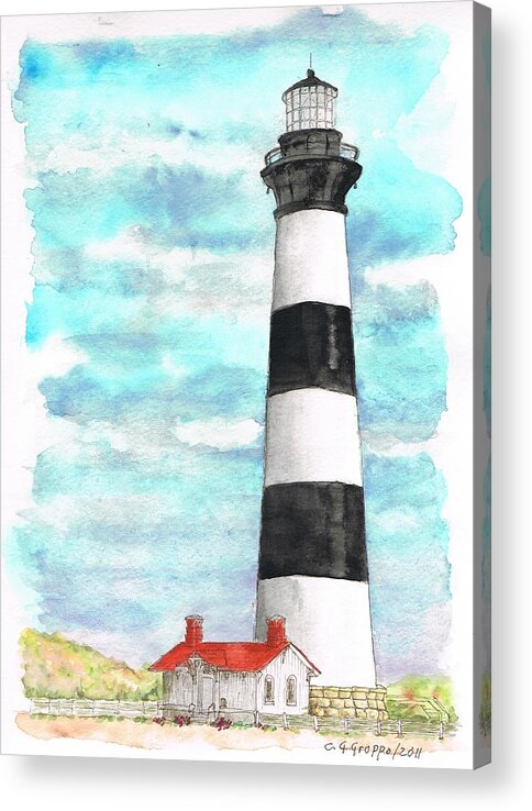 Lighthose Bodie Island Acrylic Print featuring the painting Ligthhouse Bodie Island, North Carolina by Carlos G Groppa