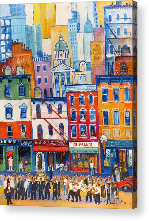 Usa Acrylic Print featuring the painting Little Italy New York by Mikhail Zarovny