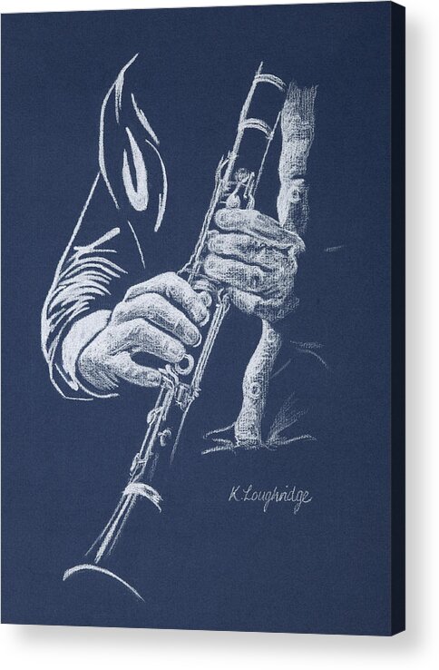 Clarinet Acrylic Print featuring the pastel Little Trumpet Clarinet by Karen Loughridge KLArt