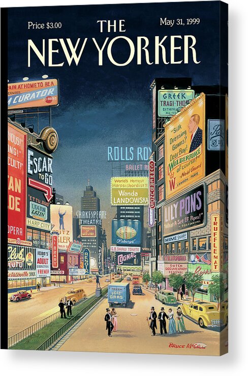 Times Square Acrylic Print featuring the painting Lost Times Square by Bruce McCall