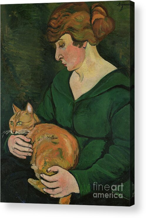 Cat Acrylic Print featuring the painting Louison e Raminou by Marie Clementine Valadon