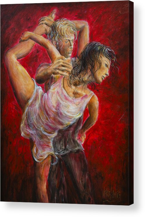 Tango Acrylic Print featuring the painting Lovers Red 04 by Nik Helbig