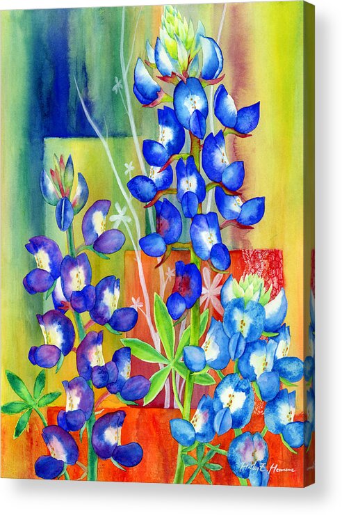 Wild Flower Acrylic Print featuring the painting Lupinus Texensis by Hailey E Herrera