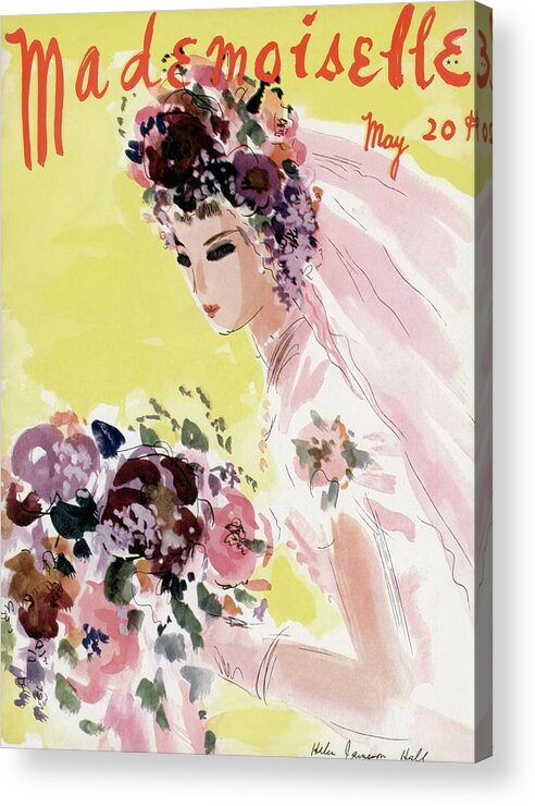 Illustration Acrylic Print featuring the photograph Mademoiselle Cover Featuring A Bride by Helen Jameson Hall