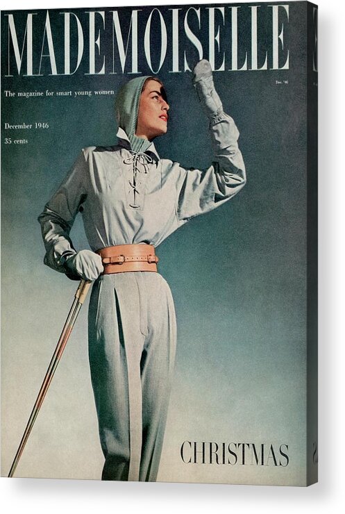 Fashion Acrylic Print featuring the photograph Mademoiselle Cover Featuring A Model In A Ski by Gene Fenn