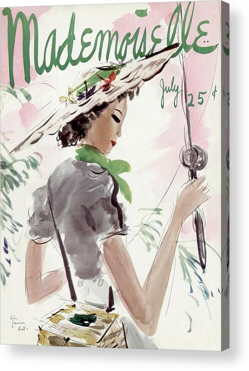 Illustration Acrylic Print featuring the photograph Mademoiselle Cover Featuring A Woman Holding by Helen Jameson Hall