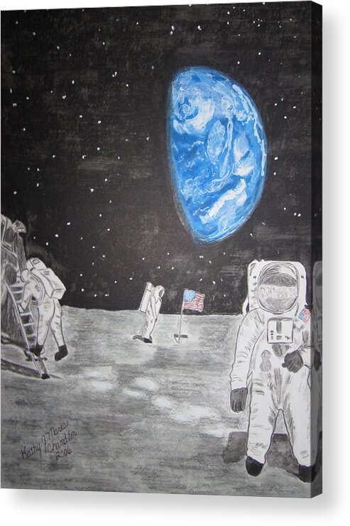 Stars Acrylic Print featuring the painting Man on the Moon by Kathy Marrs Chandler