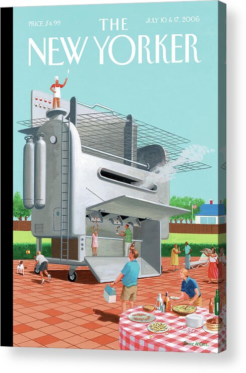 Leisure Acrylic Print featuring the painting Back Yard BBQ by Bruce McCall