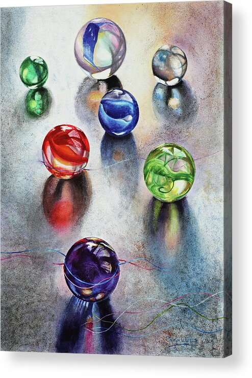 Marbles Acrylic Print featuring the painting Marbles 1 by Carolyn Coffey Wallace