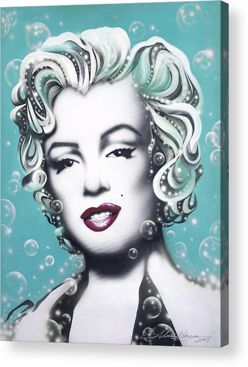 Marilyn Monroe Acrylic Print featuring the painting Marilyn Monroe Turquoise by Alicia Hayes