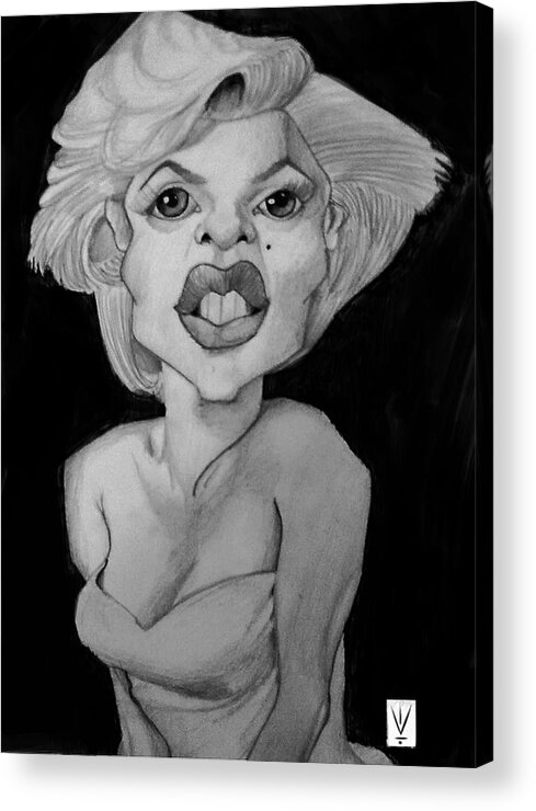 Caricature.illustration Acrylic Print featuring the painting Marilyn monroe by Vivek Kamlekar