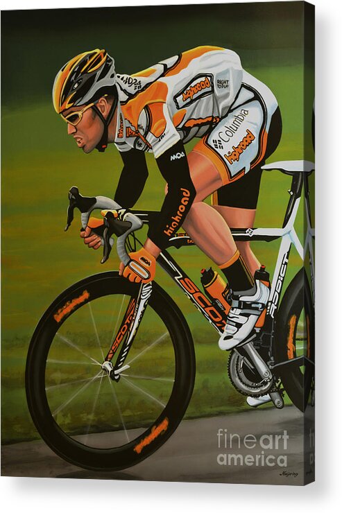 Mark Cavendish Acrylic Print featuring the painting Mark Cavendish by Paul Meijering