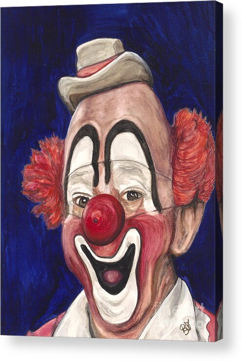 Lou Jacobs Acrylic Print featuring the painting Watercolor Clown #3 Lou Jacobs by Patty Vicknair