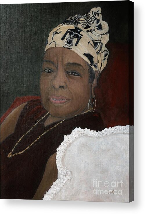 Maya Angelou Acrylic Print featuring the painting Maya Angelou by Reb Frost