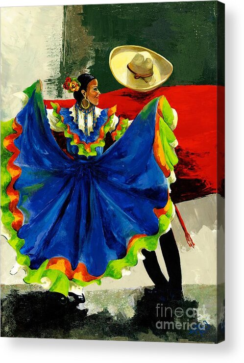 Canvas Prints Acrylic Print featuring the painting Mexican Dancers by Elisabeta Hermann