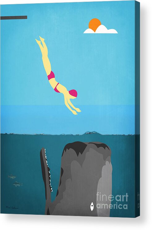 Minimal Acrylic Print featuring the digital art Minimal Sea Life by Mark Ashkenazi