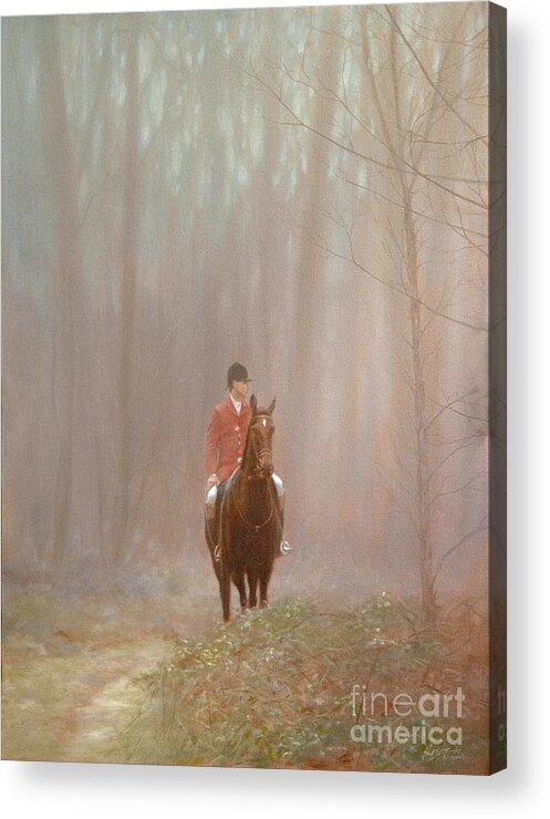Horse Paintings Acrylic Print featuring the painting Misty Huntsman by John Silver