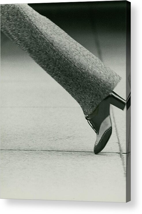 Fashion Acrylic Print featuring the photograph Model's Foot Wearing David Evins Heels by Kourken Pakchanian