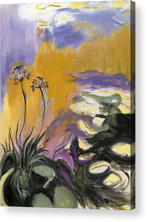 Monet Acrylic Print featuring the painting Monet's Agapanthus by Jamie Frier