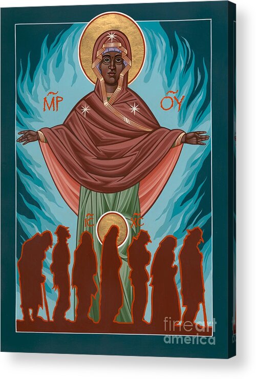 Andrew Harvey Acrylic Print featuring the painting Mother of Sacred Activism with Eichenberg's Christ of the Breadline by William Hart McNichols