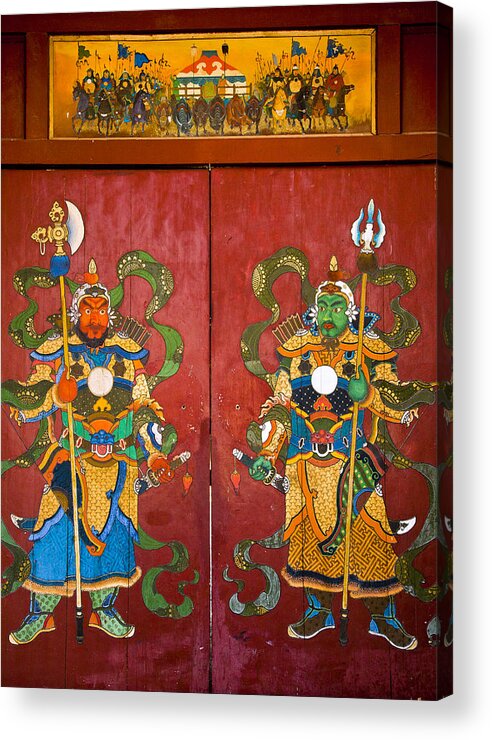 Feb0514 Acrylic Print featuring the photograph Mural Of Buddhist Guardians Ulan Baatar by Colin Monteath