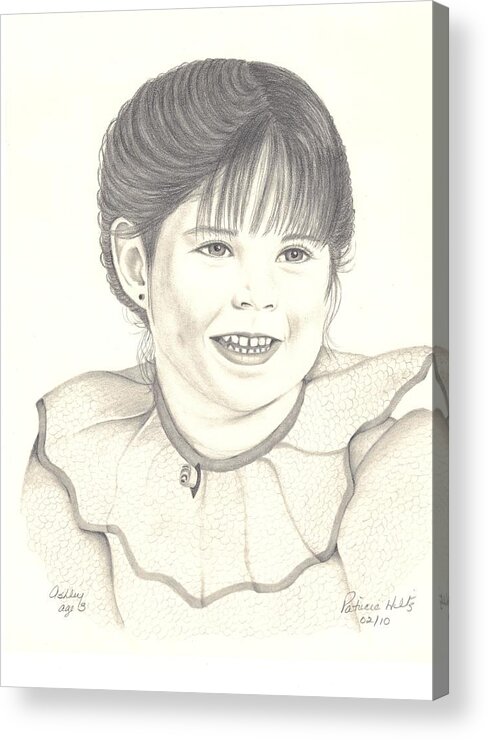 Little Girl Acrylic Print featuring the drawing My little Girl by Patricia Hiltz