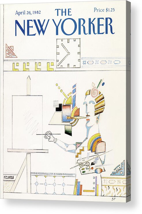 Saul Steinberg 50513 Steinbergattny Acrylic Print featuring the painting New Yorker April 26th, 1982 by Saul Steinberg