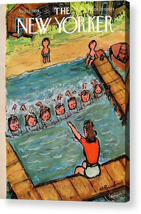 Swim Acrylic Print featuring the painting New Yorker August 21st, 1954 by Abe Birnbaum