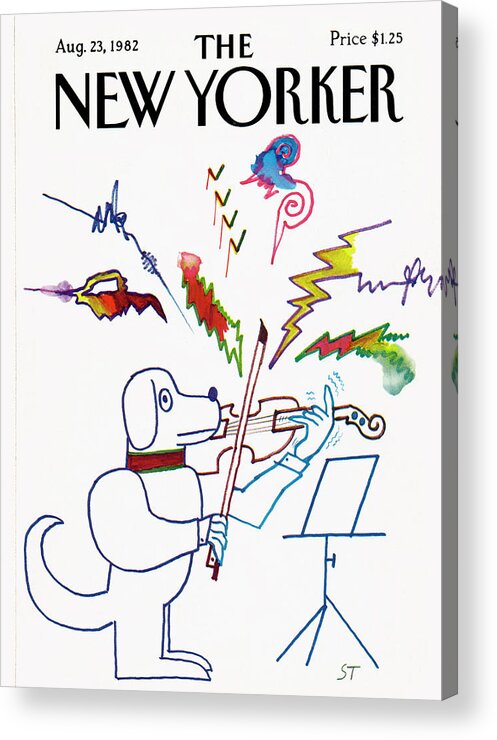 Saul Steinberg 50520 Steinbergattny Acrylic Print featuring the painting New Yorker August 23rd, 1982 by Saul Steinberg