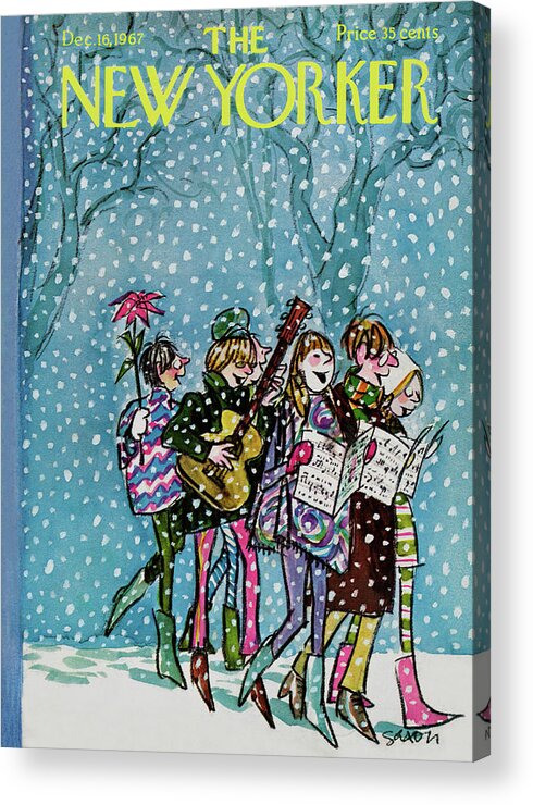 Hippy Acrylic Print featuring the painting New Yorker December 16th, 1967 by Charles Saxon