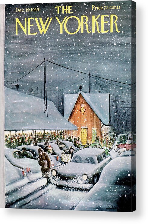 Holidays Acrylic Print featuring the painting New Yorker December 19th, 1959 by Charles Saxon