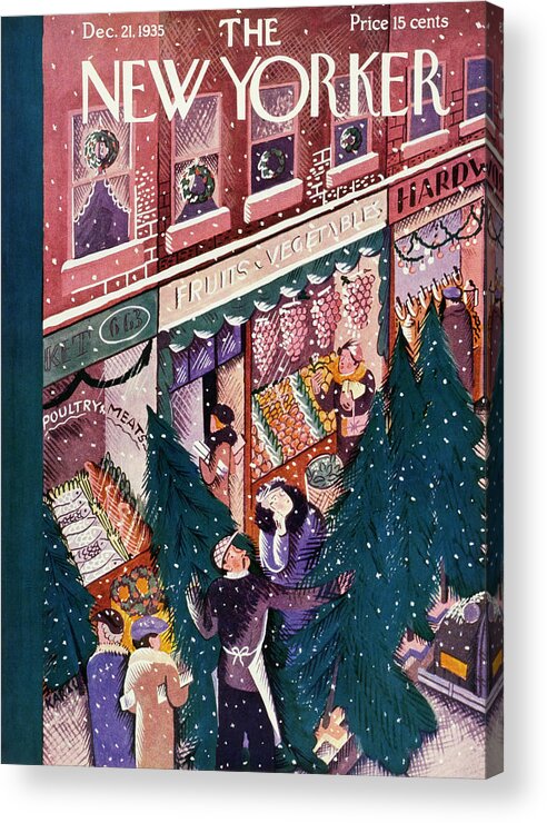 Holiday Acrylic Print featuring the painting New Yorker December 21 1935 by Ilonka Karasz