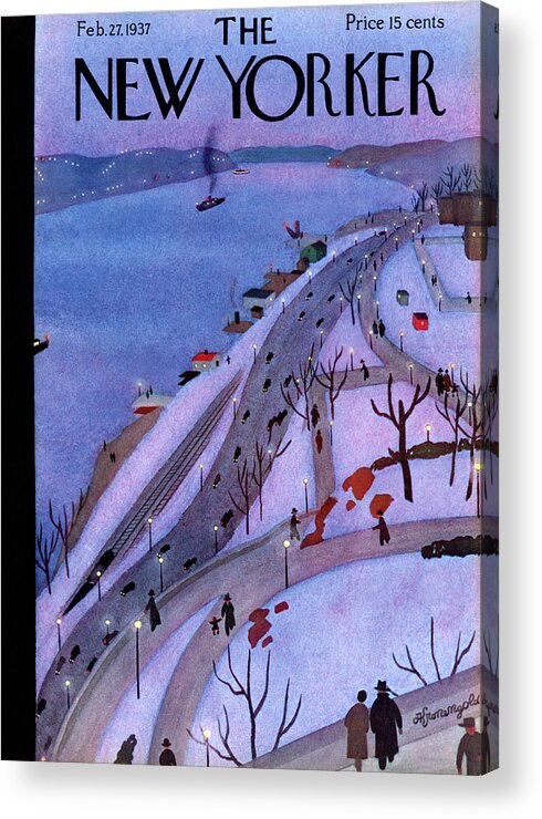 Park Acrylic Print featuring the painting New Yorker February 27, 1937 by Adolph K Kronengold
